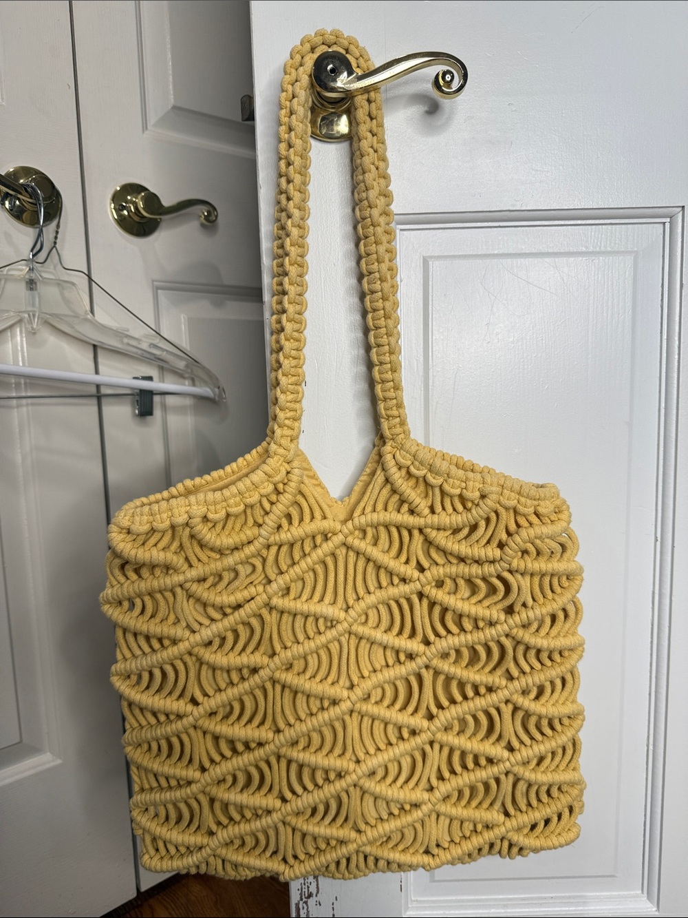 C and C California Yellow Macramé Tote